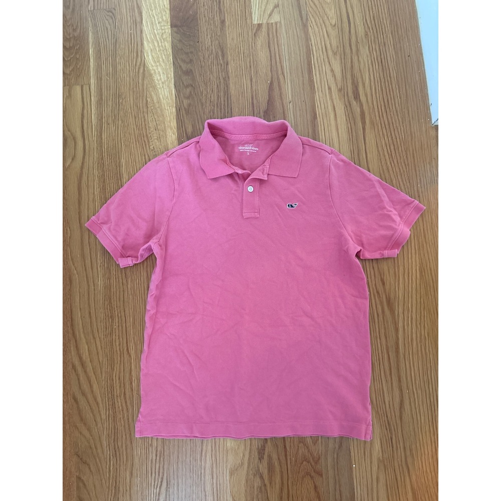 Vineyard Vines Boys Pink Cotton Piqué Short Sleeve Polo Shirt Size Large 16